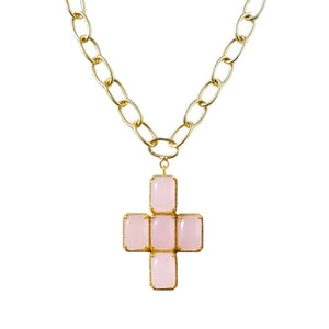 Light pink cross necklace
