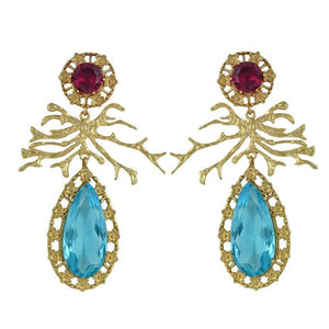 Audrey Earrings - Red & Mint - CELESTINE - Designer earrings