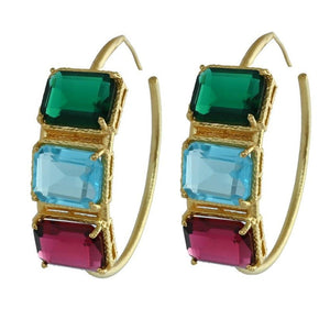 Celine Hoops - Multi - Colored - CELESTINE - Designer Earrings