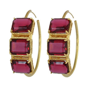 Celine Hoops - Red - CELESTINE - Designer Earrings