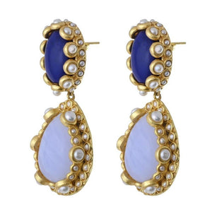 Chloe Earrings - Blue - CELESTINE - Designer earrings