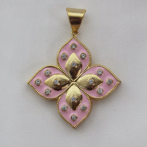 Erica Pendant with Baby pink enamel - CELESTINE - Designer Charms & Pendants