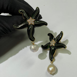 Starfish Earrings with Enamel - CELESTINE - Designer