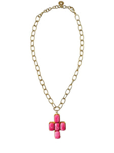 Candypink cross necklace