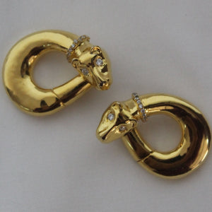 C 1990 Vintage Charles Garnier Panther Hoop Earrings in 18kt Yellow Gold   RossSimons